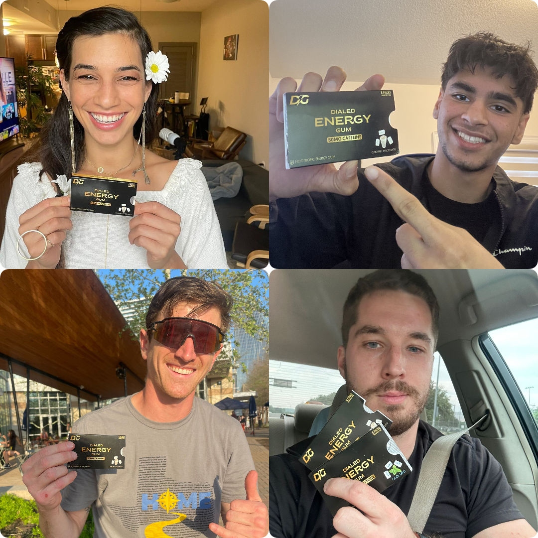dialed energy gum, nootropic caffeine gum